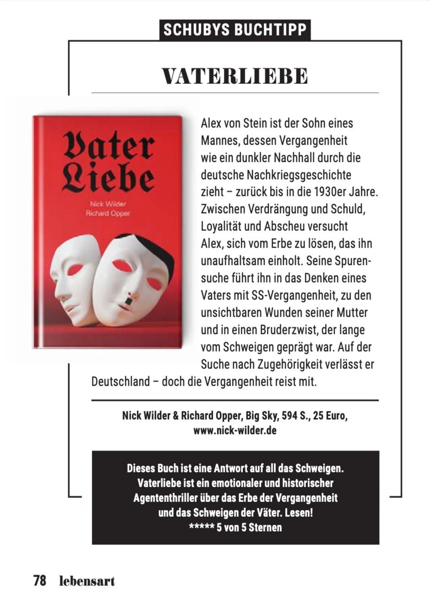 Nick Wilder Presseartikel im Magazin Lebensart